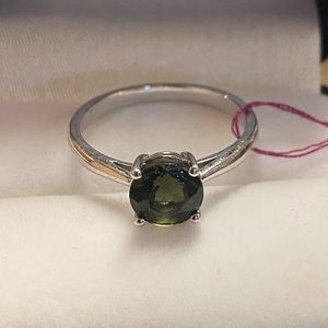 Sterling Silver and Moldavite Ring